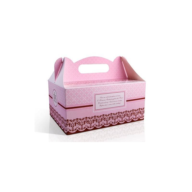 pudełko na ciasto komunijne różowe
