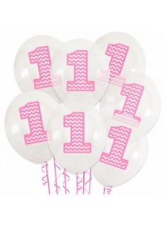 Balon przezroczysty 1 różowa na roczek 12 cali